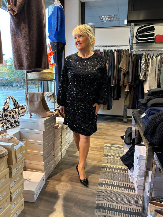 Samettinen paljettimekko musta