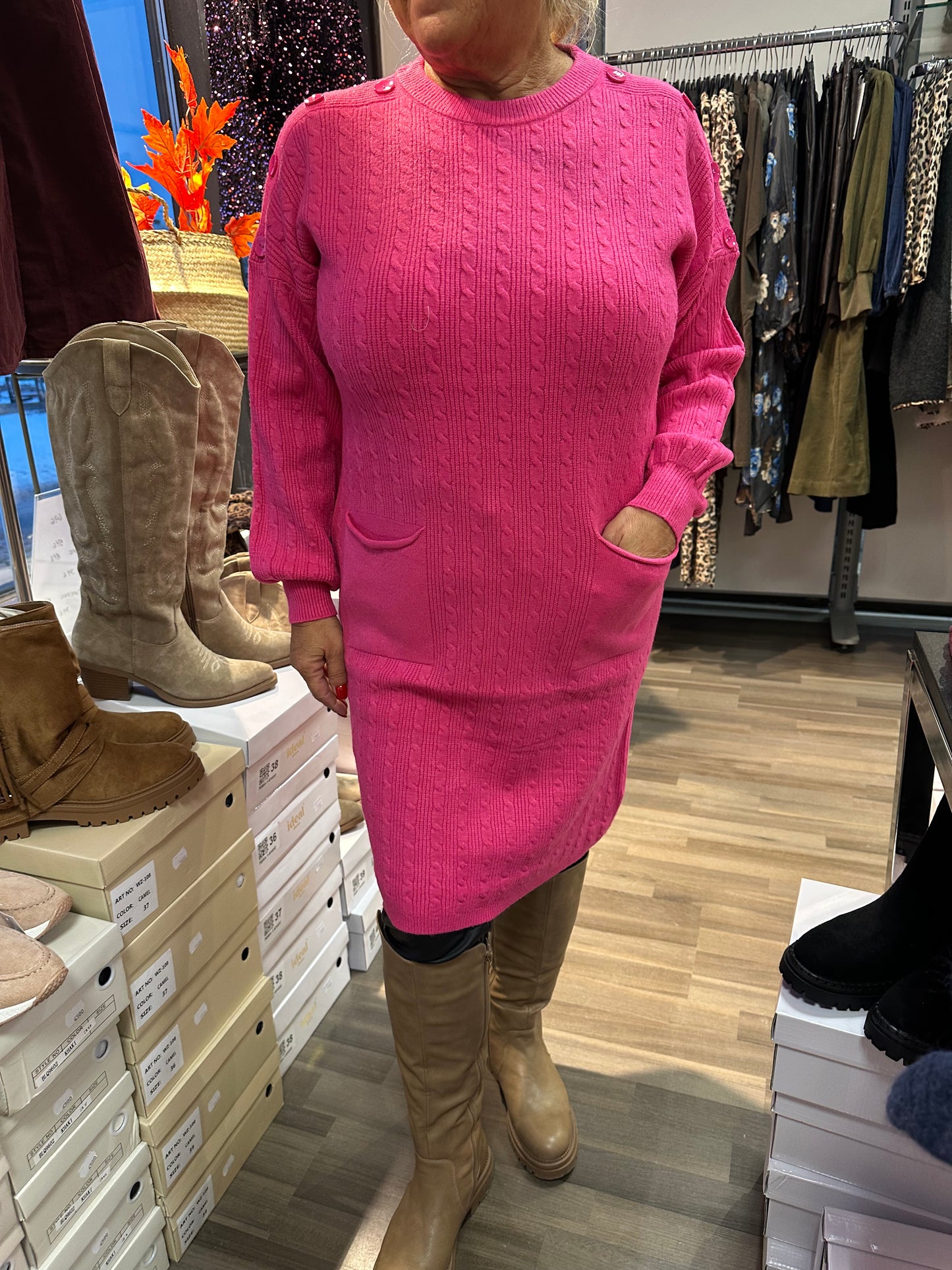 Neuletunika/mekko pinkki