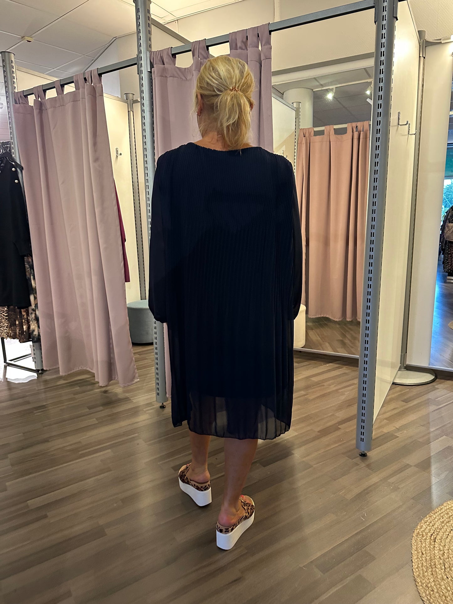 Plussize pliseerattu sifonkitunika/mekko navy
