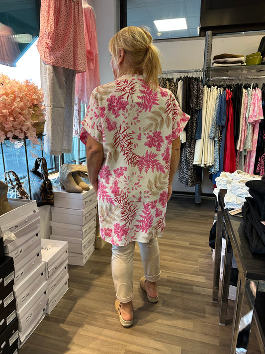 Kuviollinen puuvilla tunika pinkki
