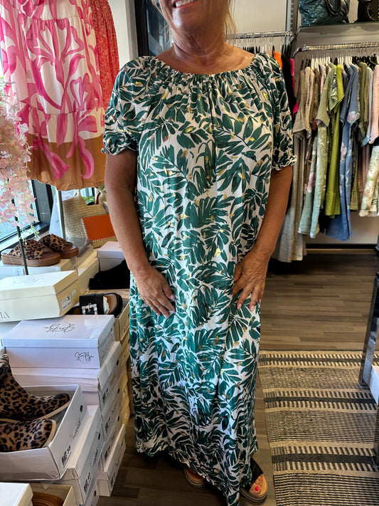 Liukaspintainen mekko vihreä