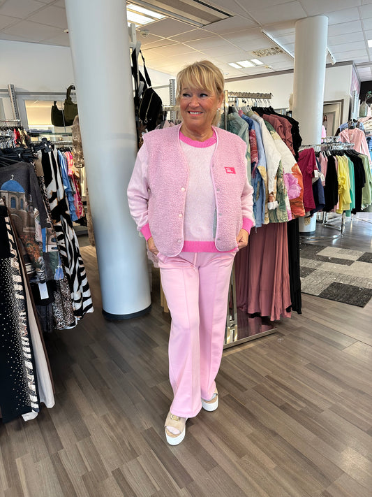 Puuvillaneule kontrastiväreillä roosa/pinkki