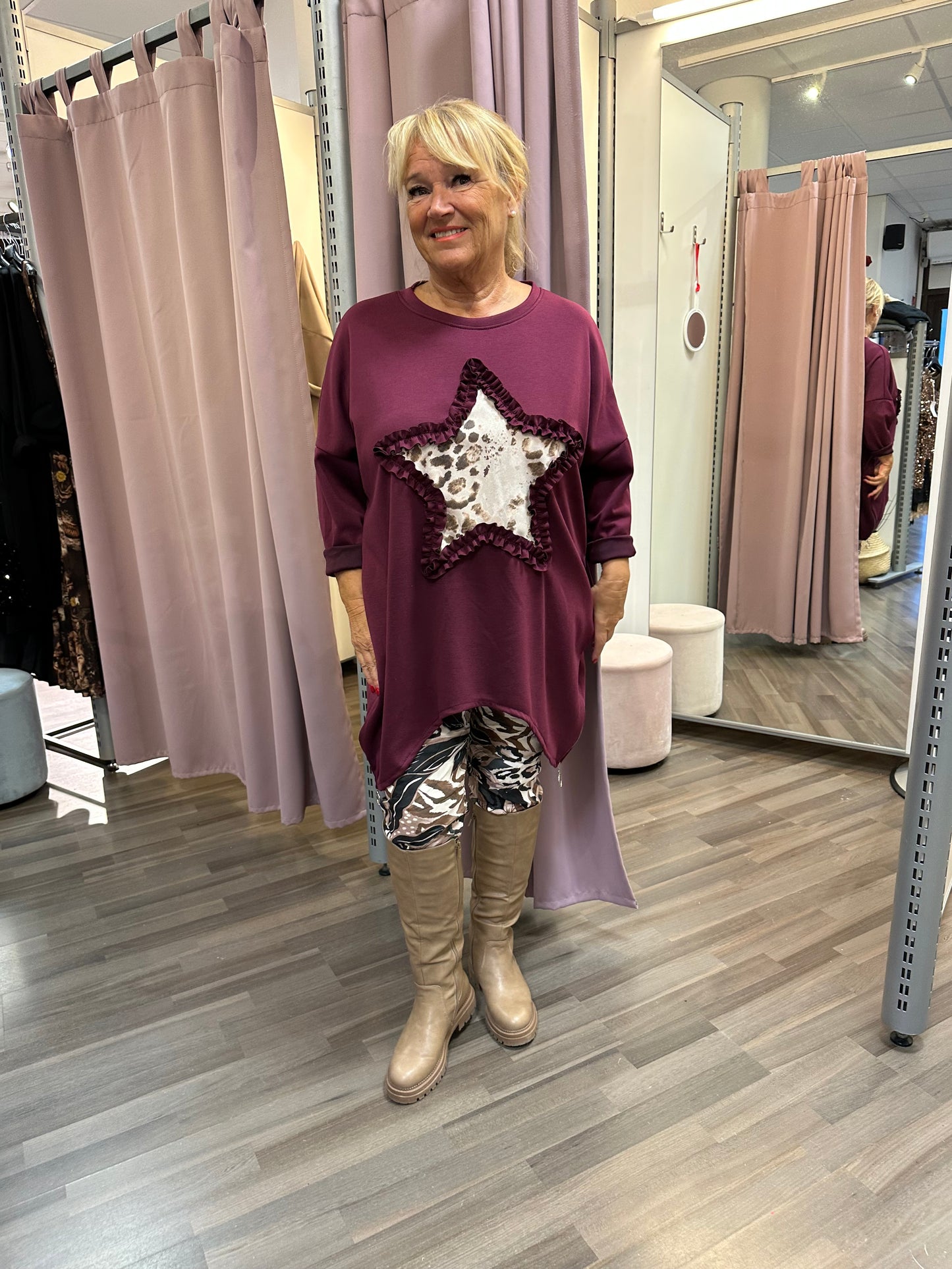 Plussize college tunika Star luumu