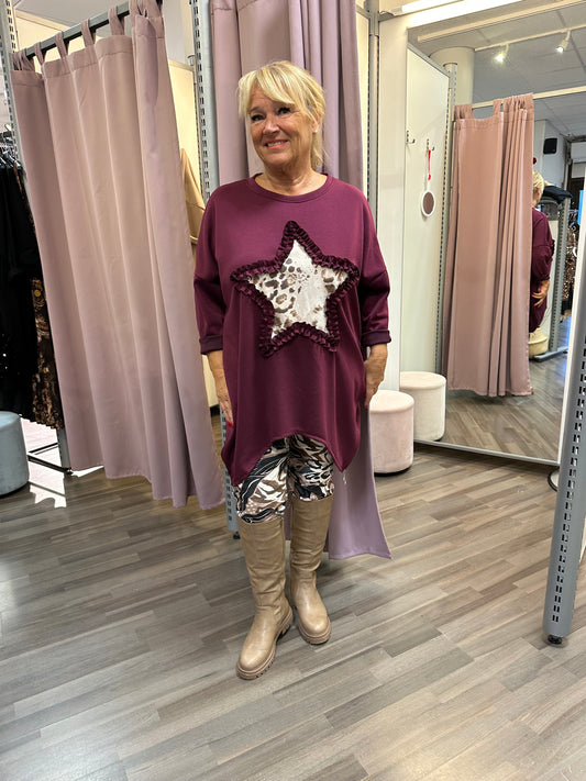 Plussize college tunika Star luumu