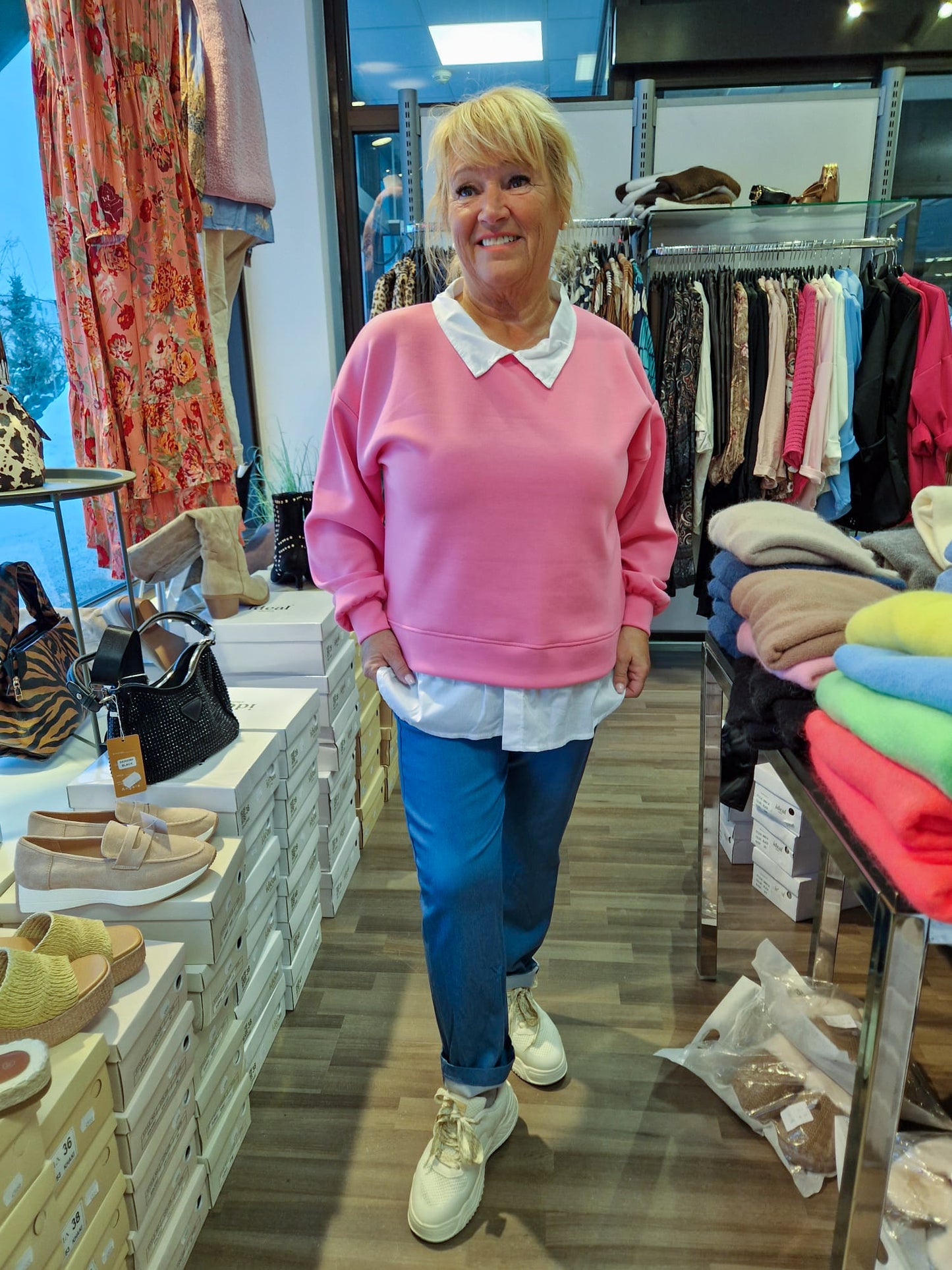 Kauluspaita college pinkki