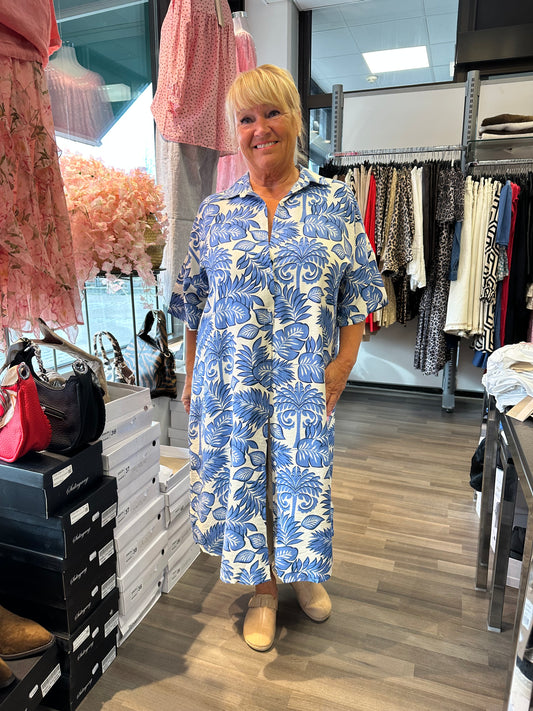 Kuviollinen paitamekko sininen