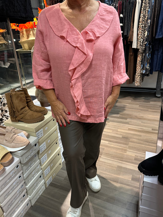 Pellavapusero röyhelöllä Cayenne