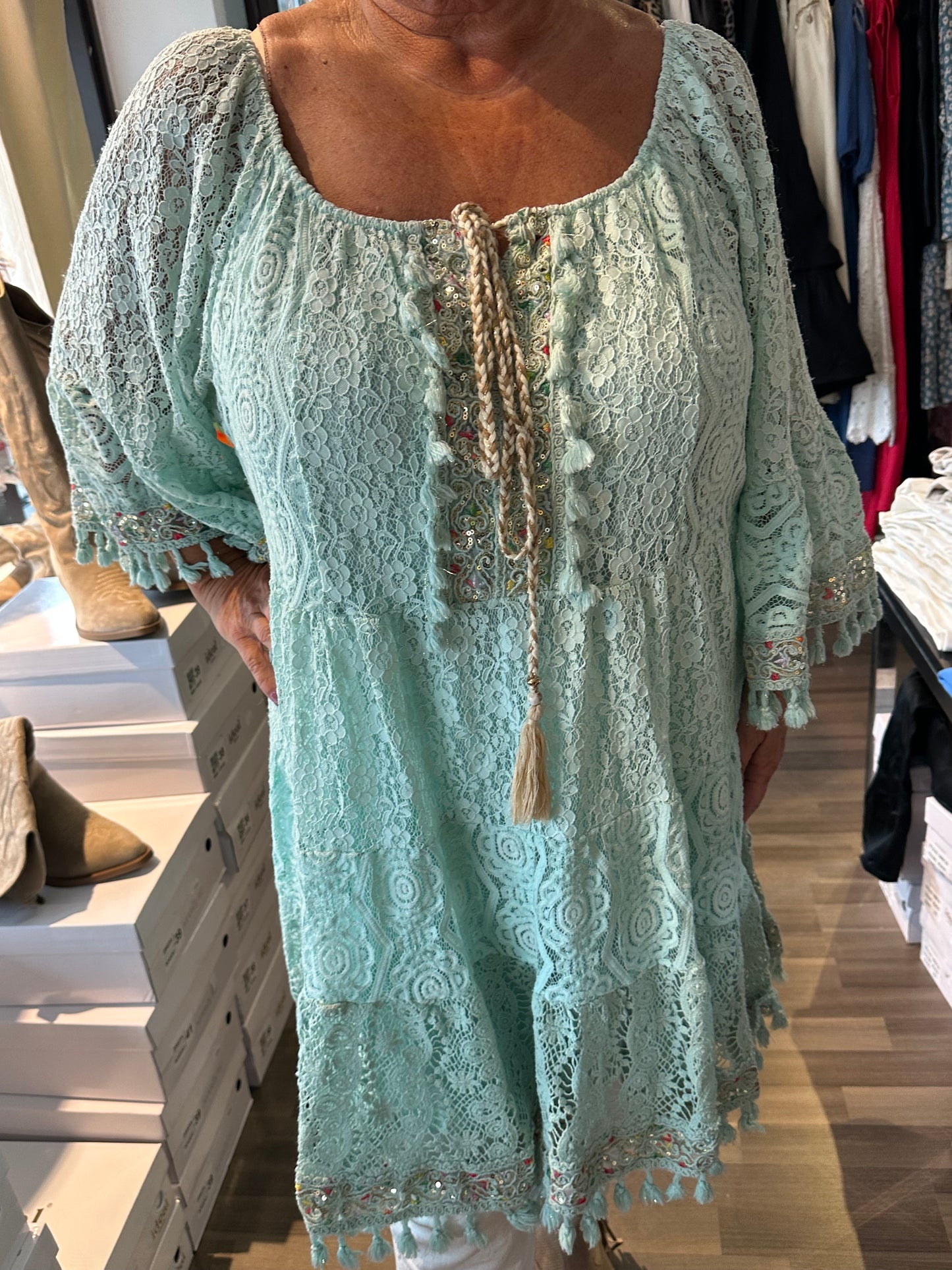 Plussize bohotunika minttu