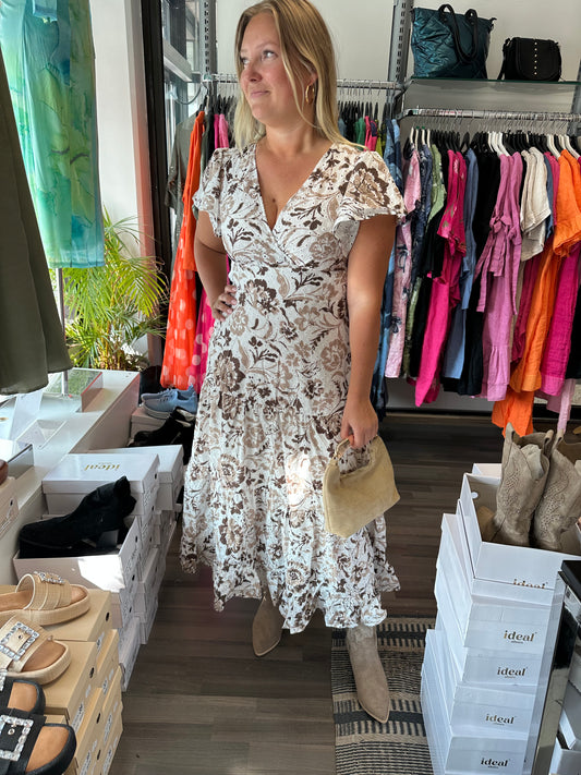 Mekko Broderie anglaise ruskea