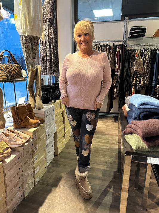 Pitkähihainen ribbipusero roosa