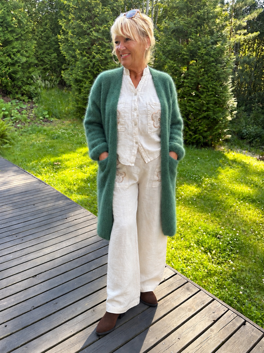 Mohair neuletakki metsänvihreä