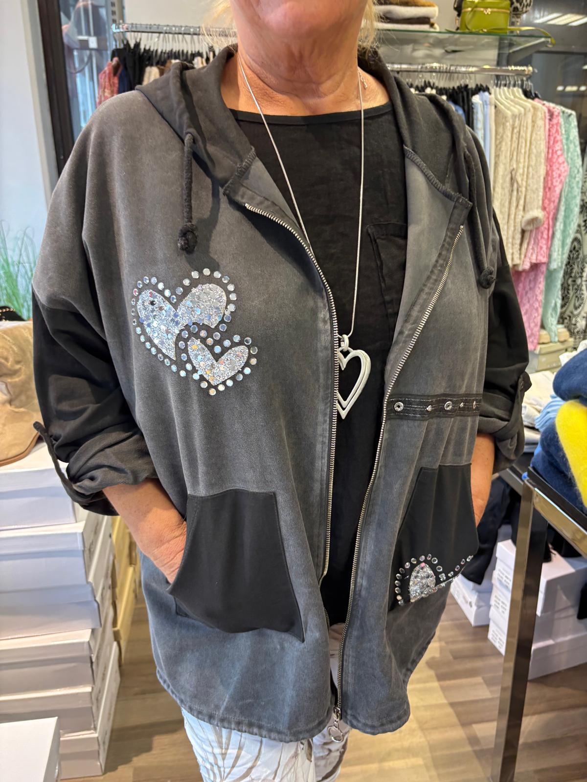 Säämiskä huppari musta/harmaa