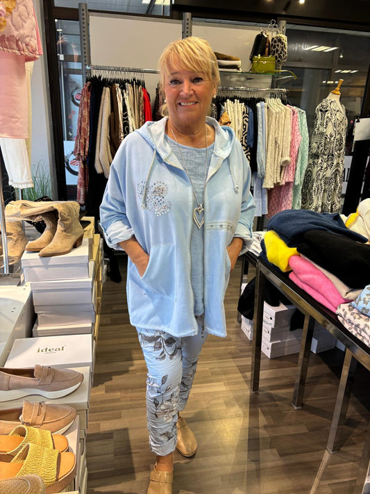 Säämiskä huppari vaalean sininen