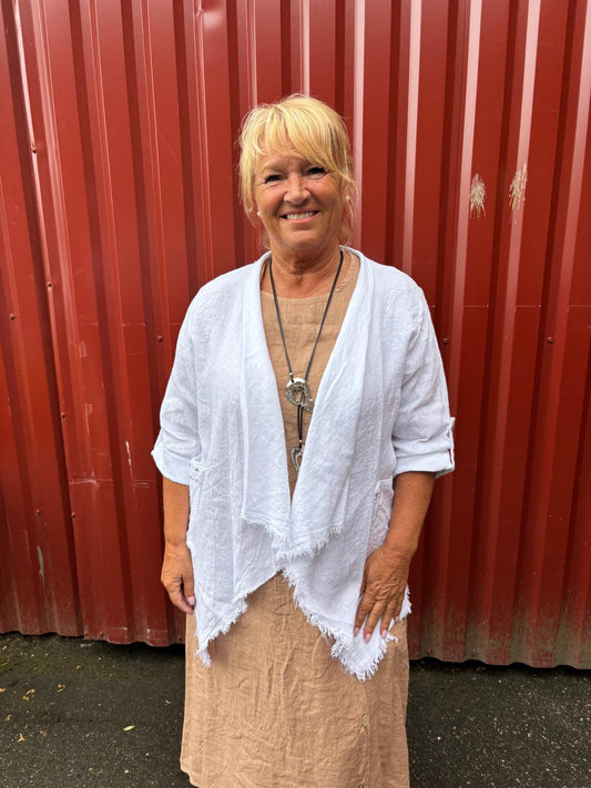 Pellavajakku valkoinen