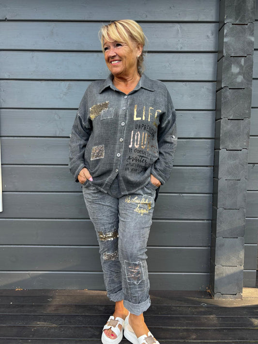 Fall Art stretch housu harmaa