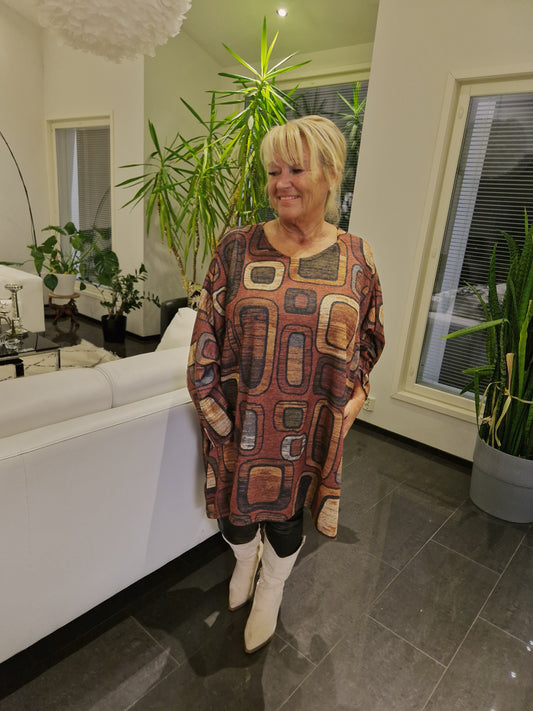 Plussize neulostunika oranssi