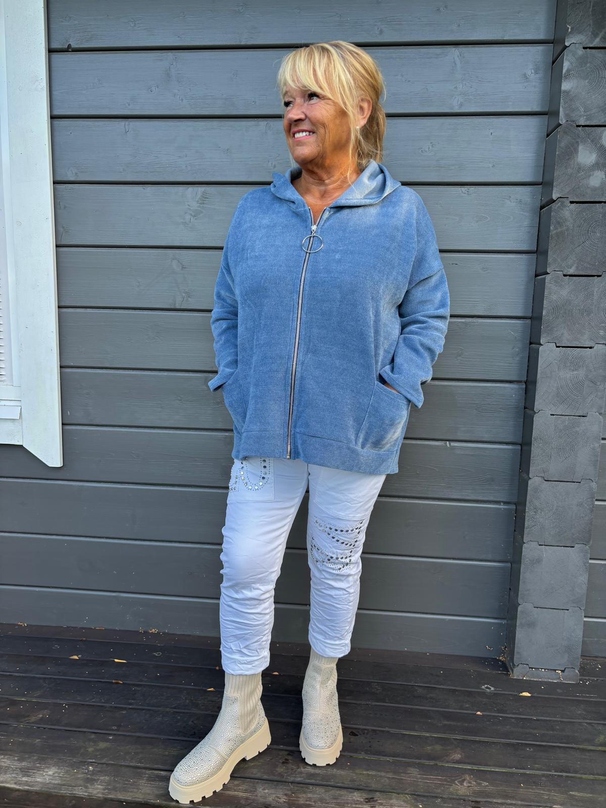 Samettivelour huppari  sininen