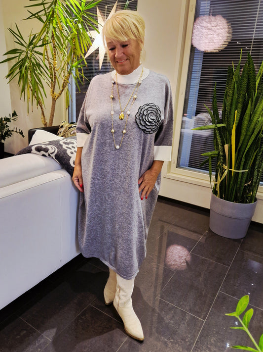 Neulemekko kilpparikaulus harmaa