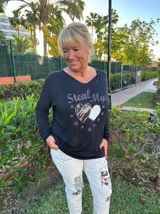 Kevyt sydän neule  musta