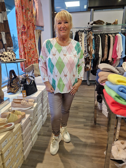 Keväinen ruutupusero vihreä