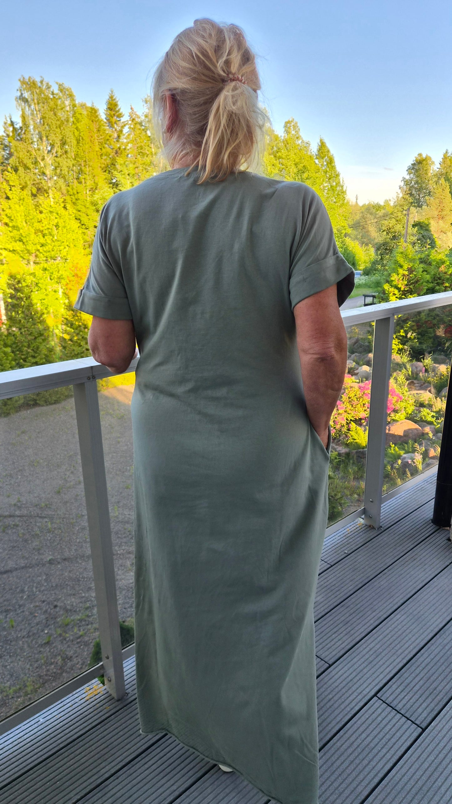 Puuvillatrikoomekko  military/vihreä