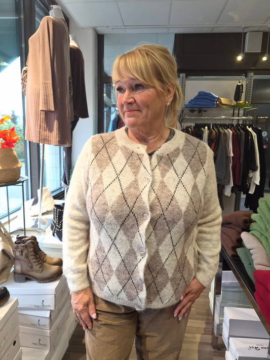 Neuletakki ruutu  beige/fango
