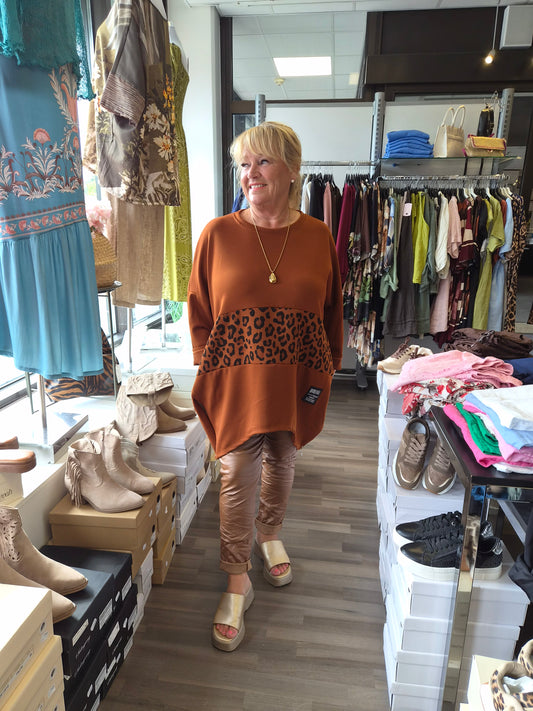 Plussize tunika leo raita ruoste