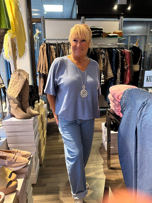 Laatikkoneule farkku sininen