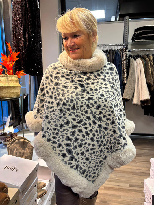 Karvakaulus poncho  vaalea