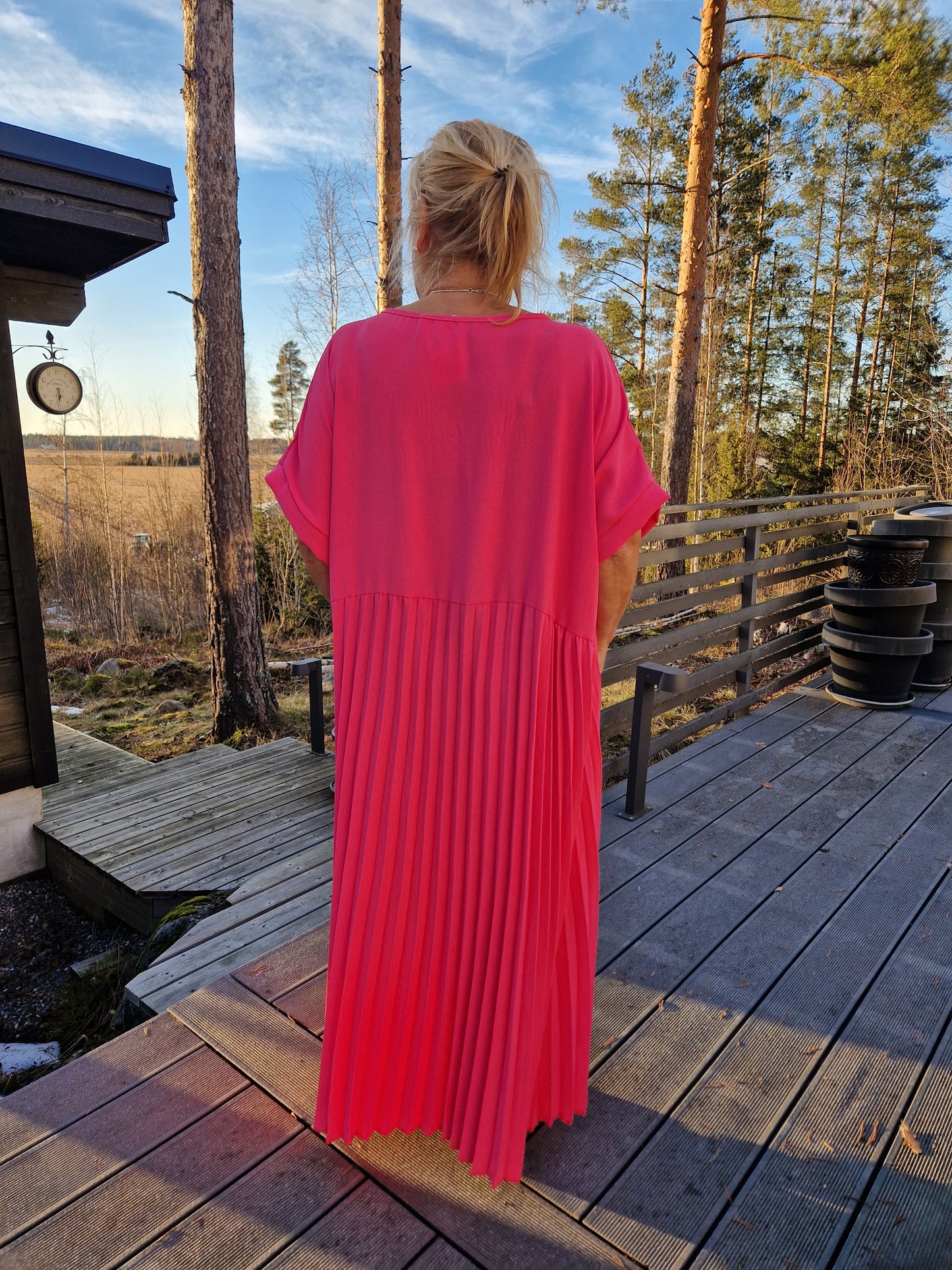 PLUSPLUSSIZE pliseerattu mekko pinkki