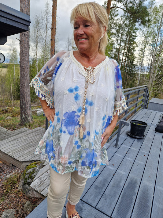 Plussize bohotunika sininen