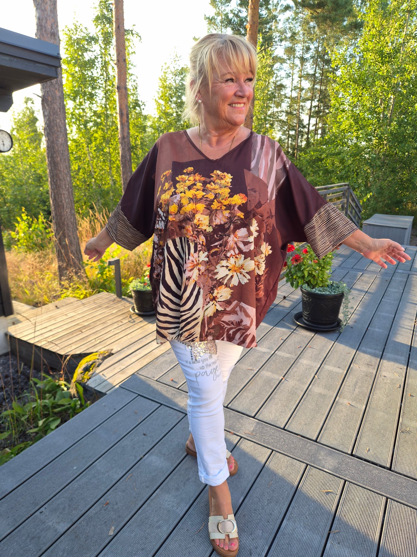 Plussize tunika ruskea