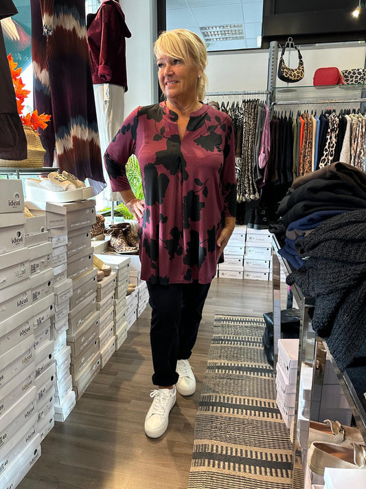 Joustava tunika viininpunainen/musta