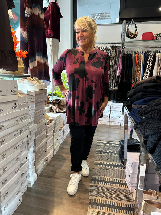 Joustava tunika viininpunainen/musta