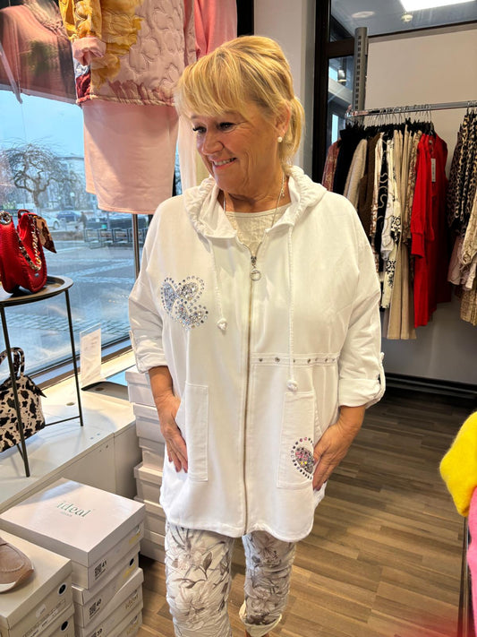 Säämiskä huppari valkoinen