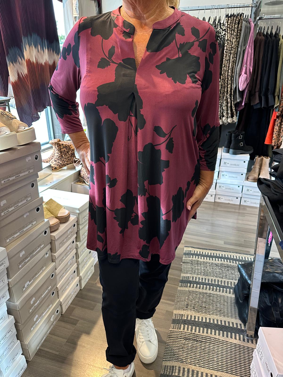 Joustava tunika viininpunainen/musta