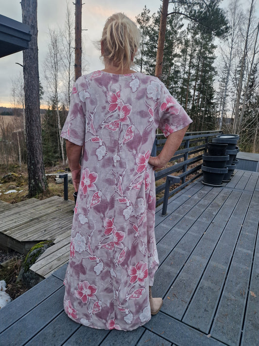 PLUSSIZE pellavamekko roosa