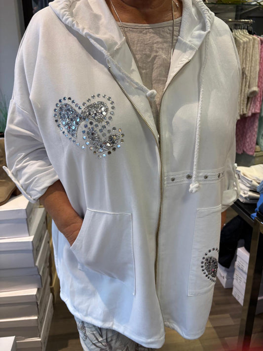 Säämiskä huppari valkoinen