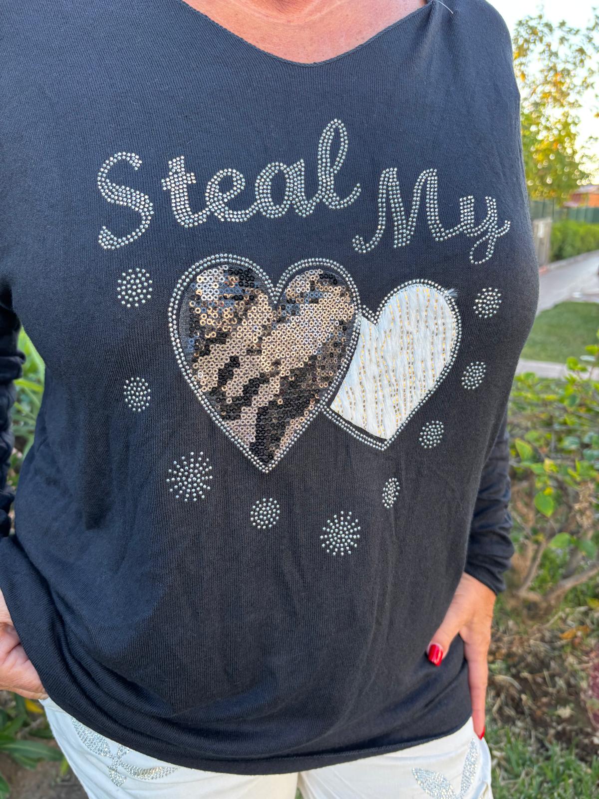 Kevyt sydän neule  musta