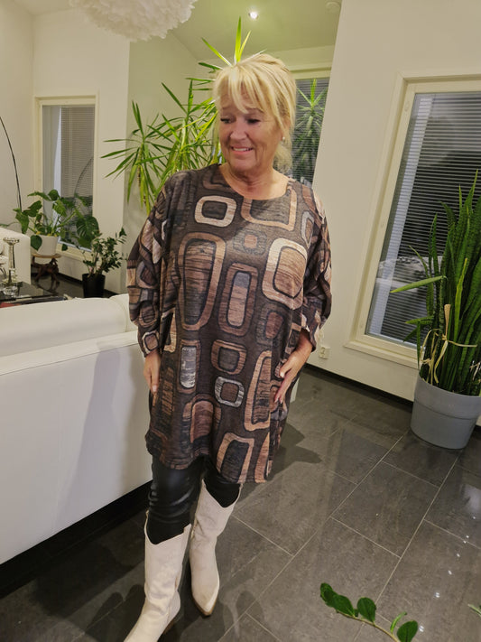 Plussize neulostunika ruskea