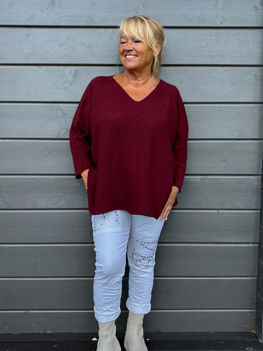 Reilumpi neule viininpunainen