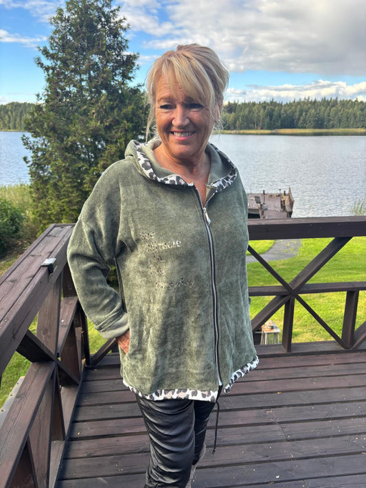 Sametti huppari vihreä