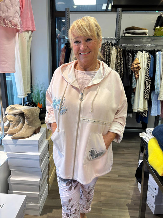 Säämiskä huppari vaalea roosa