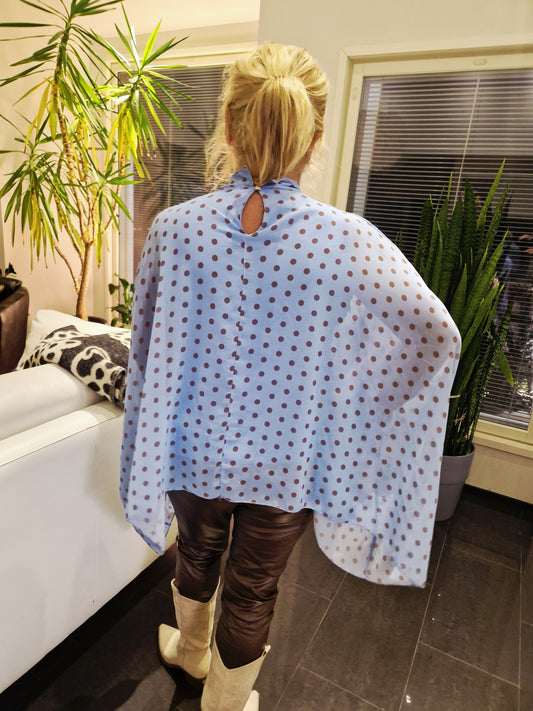 Pilkkupusero ponchotyyliin sininen