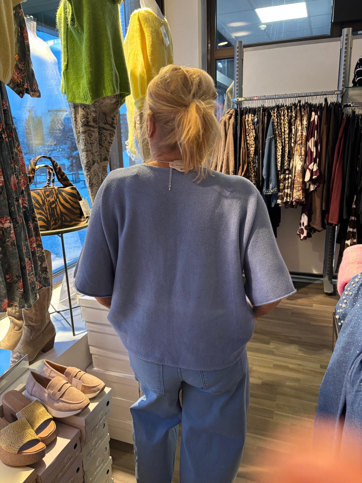 Laatikkoneule farkku sininen