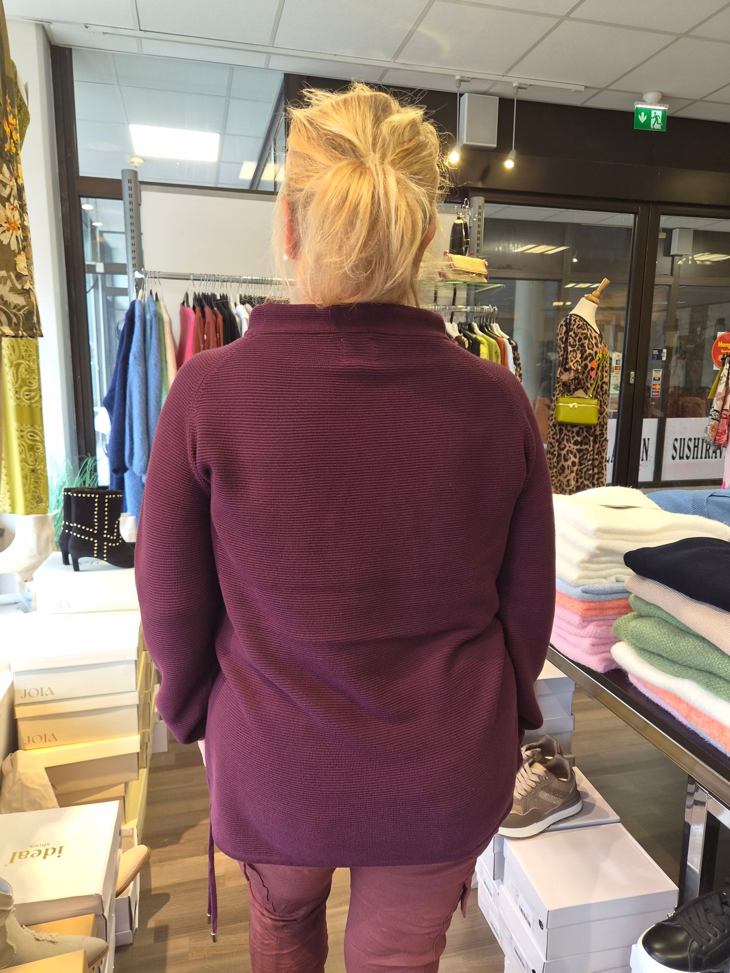 Puuvillaneule Melina solid Ruby Wine