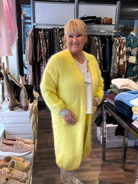 Mohair neuletakki keltainen