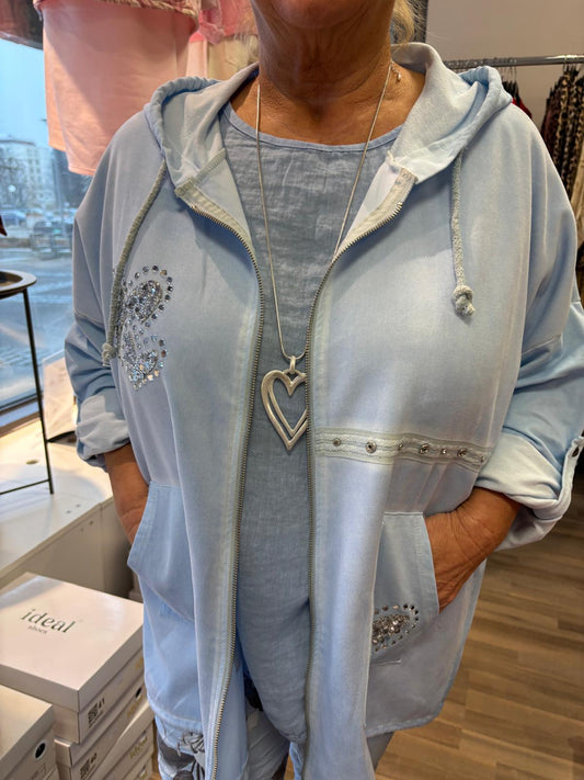 Säämiskä huppari vaalean sininen