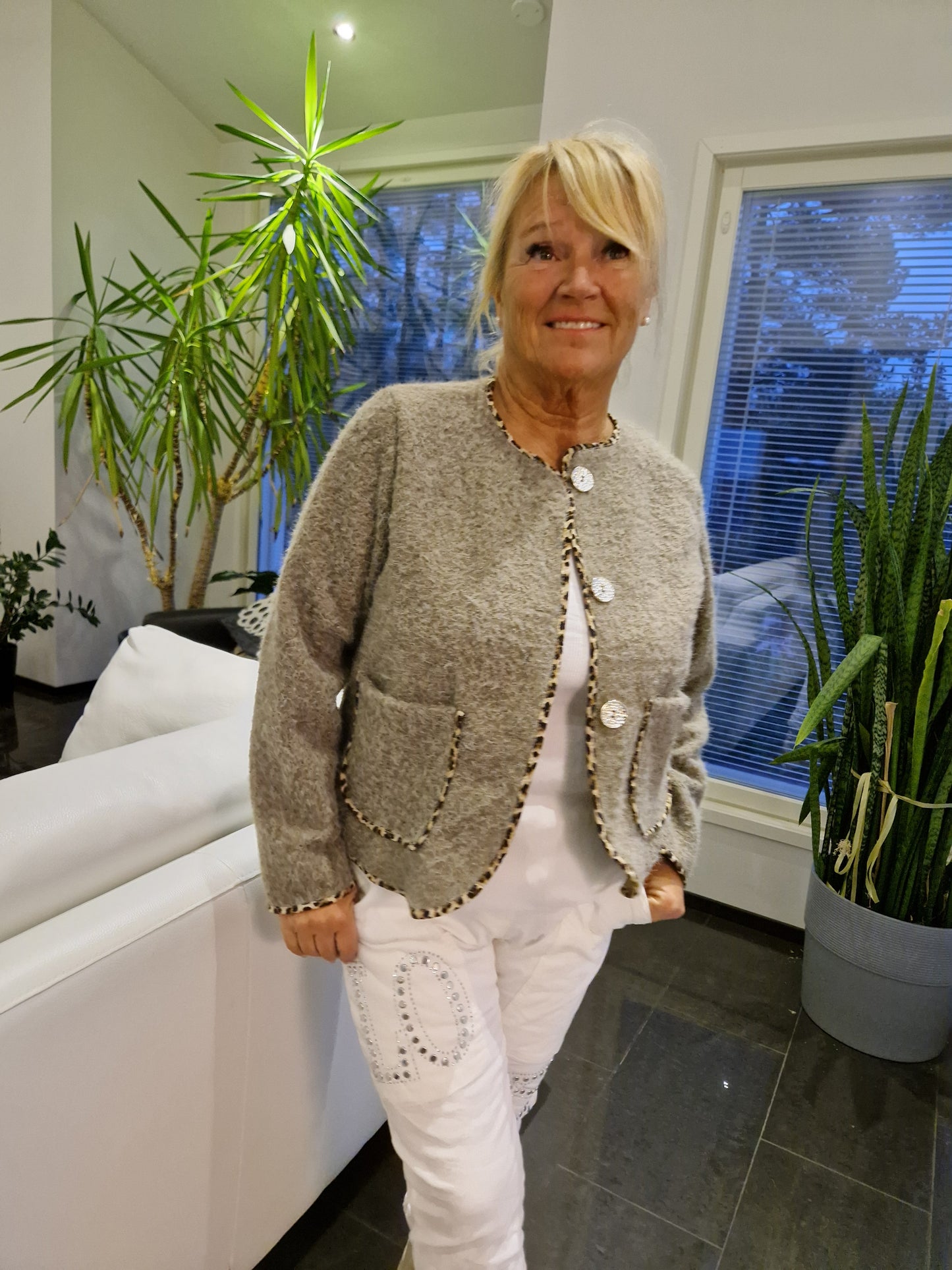 Siro neulosjakku taupe