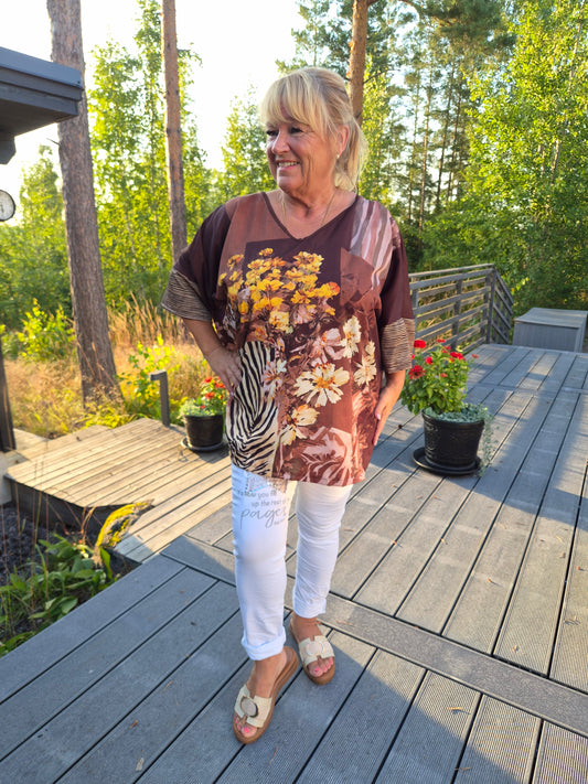 Plussize tunika ruskea